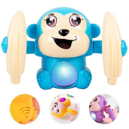 Voice Control Banana Dancing Monkey Toy | Spinning, Rolling and Tumbling Toy for Kids | Blue